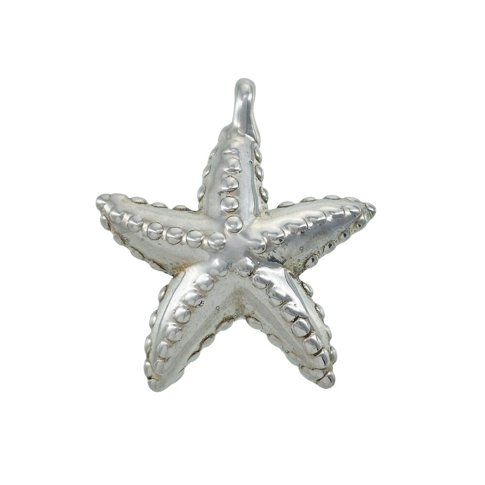 Vintage Sterling Silver 925 Puffy Sea Star Fish Pendant